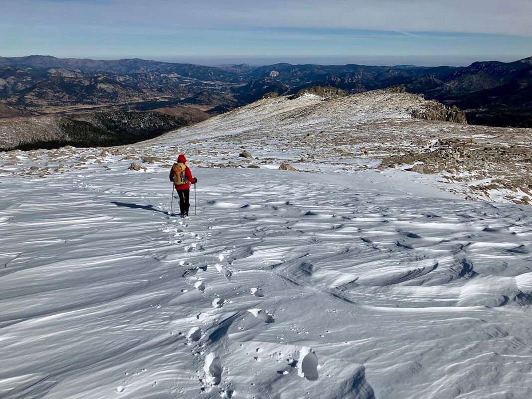 Snowshoeing on Flattop Mtn in Rocky Mountain National Park