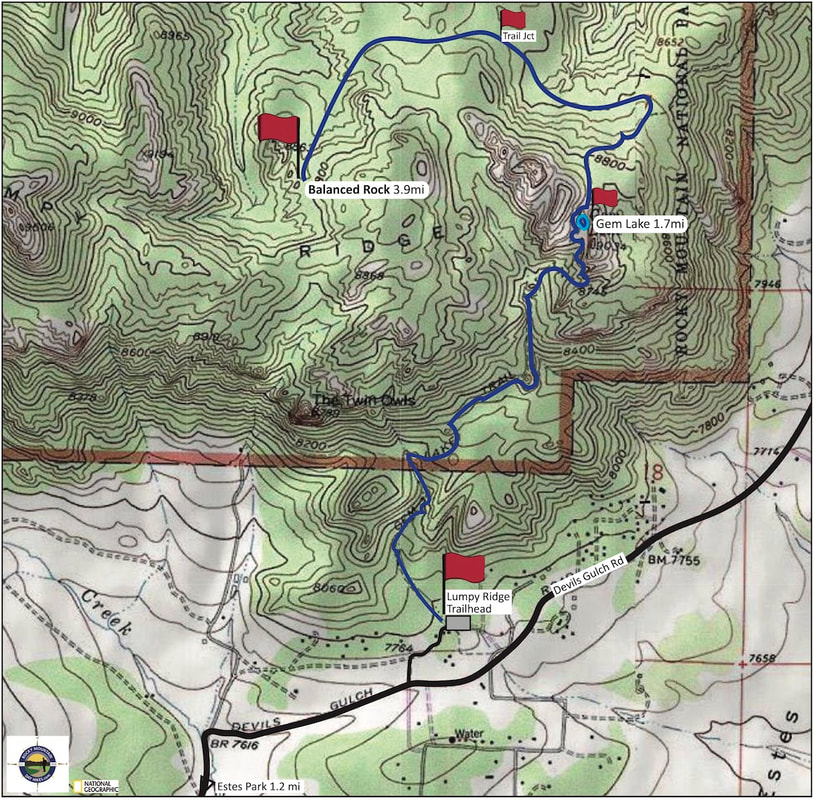 Balanced Rock Trail, RMNP, Map