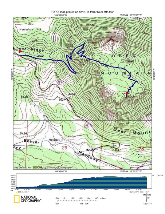 Map, Deer Mountain Trail, Rocky Mountain National Park