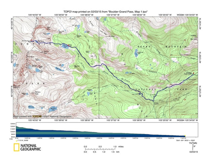 Map, Boulder-Grand Pass Trail, Rocky Mountain National Park