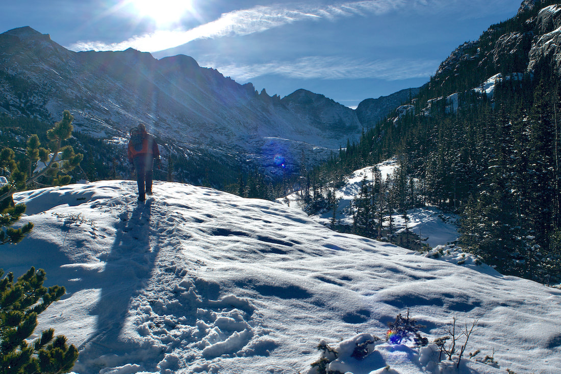 On the way to Green Lake in the winter in Rocky Mountain National Park, Estes Park, Colorado