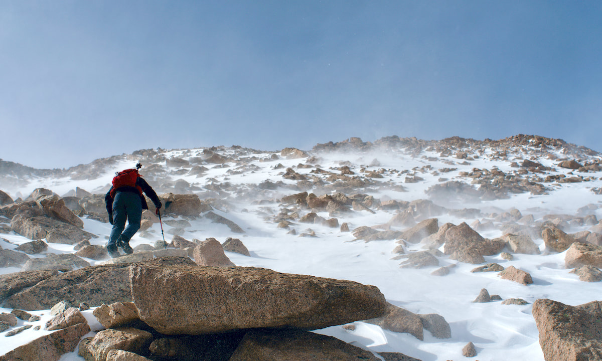 Hiking up Storm Peak during Winter in Rocky Mountain National Park, Estes Park, Colorado