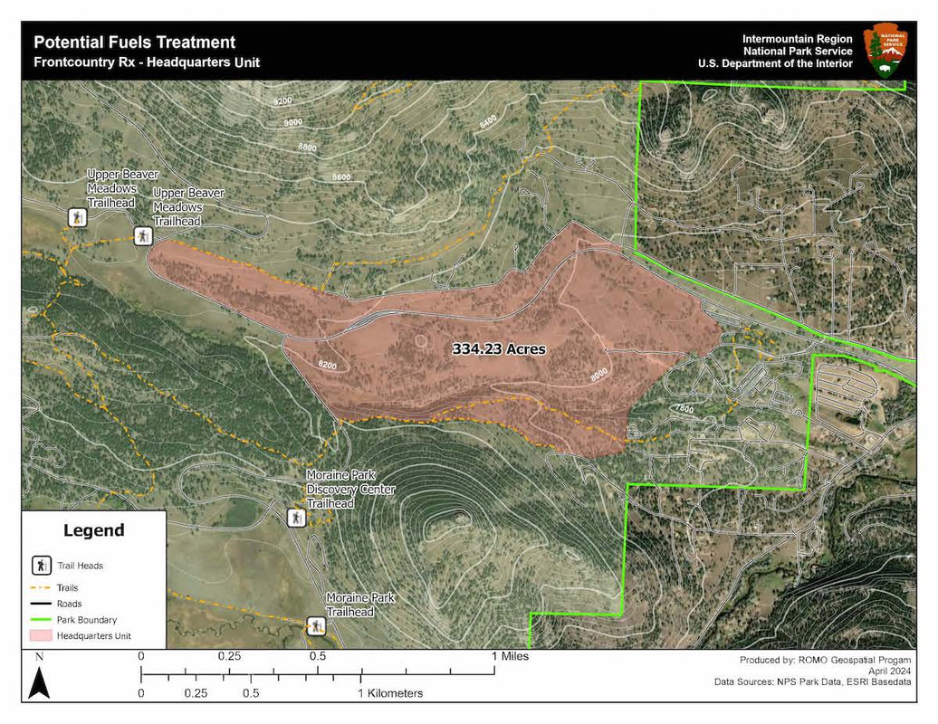 RMNP Map - Headquarters Unit of the Frontcountry Prescribed Fire