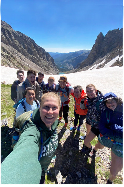 Image of a group hike on Hallet Peak in Rocky Mountain National Park